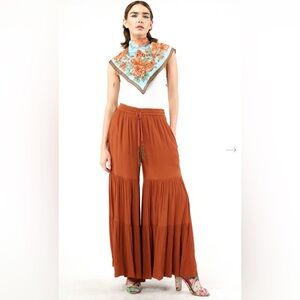 NET ARATTA SMALL DREAM PANTS Wide-Leg Tiered Drawstring Pants - Rust